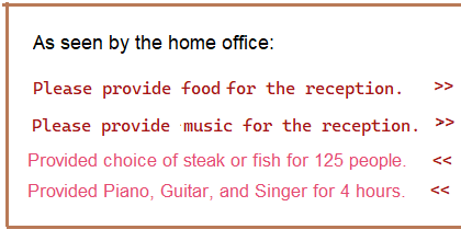 Please provide food and music for the reception.